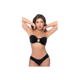 Bikini Bandeau Noir avec Anneau Central 